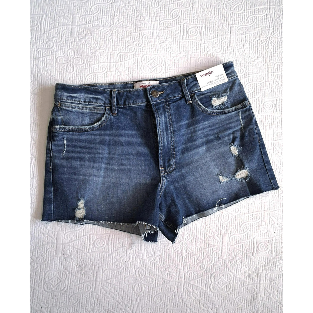 NWT Women's Wrangler High Rise Vintage Cut-off Shorts Distressed Size 10